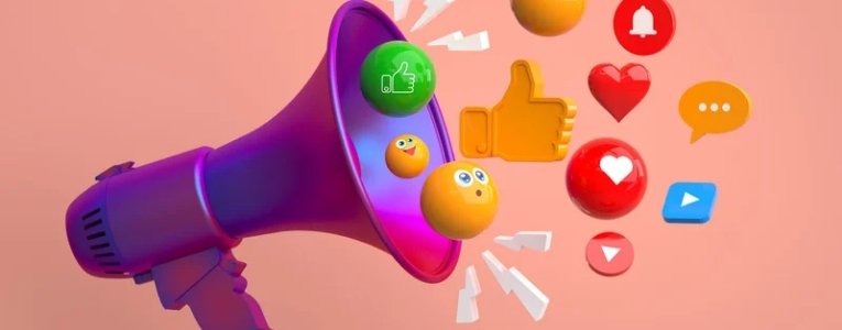 Digital marketing Social Media Megaphone Concept