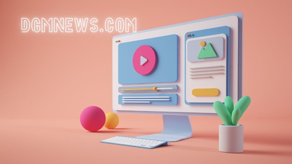 Minimal 3D Rendering Computer Illustration with dgmnews.com text