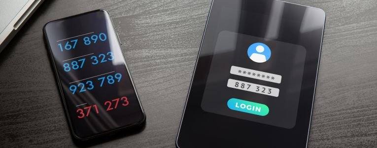 2-step authentication, two steps Verification SMS code password concept. 2FA Secure and reliable access to the network