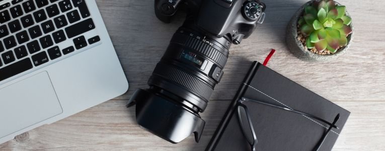 Photographer Work Table Content Creator for Social Networks