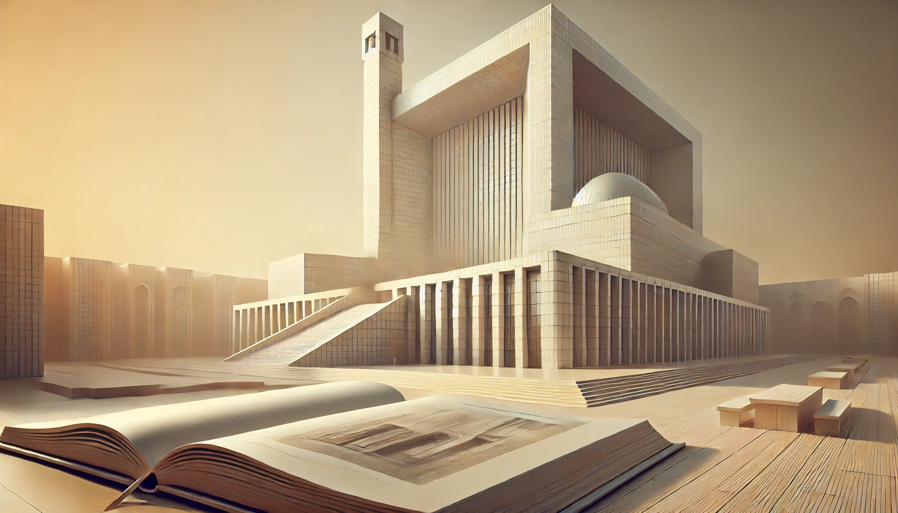 Wide-format feature image for an article titled 'What is Computer Ruderne? Exploring the Cultural and Architectural Significance of Ruderne.' The image features modern, abstract architectural structures with clean lines and minimalist design elements. Soft, warm lighting and a neutral color palette evoke a sense of cultural and historical depth, enhancing the theme of exploring architectural significance.