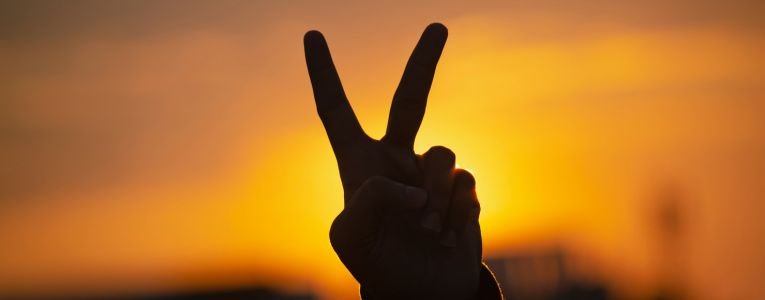 Silhouette of Person Doing Peace Sign